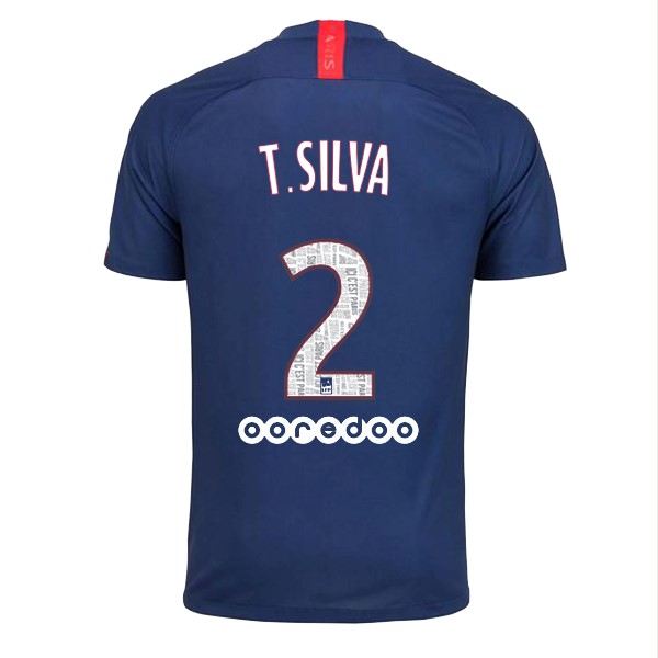 Maillot Football Paris Saint Germain NO.2 T.Silva Domicile 2019-20 Bleu